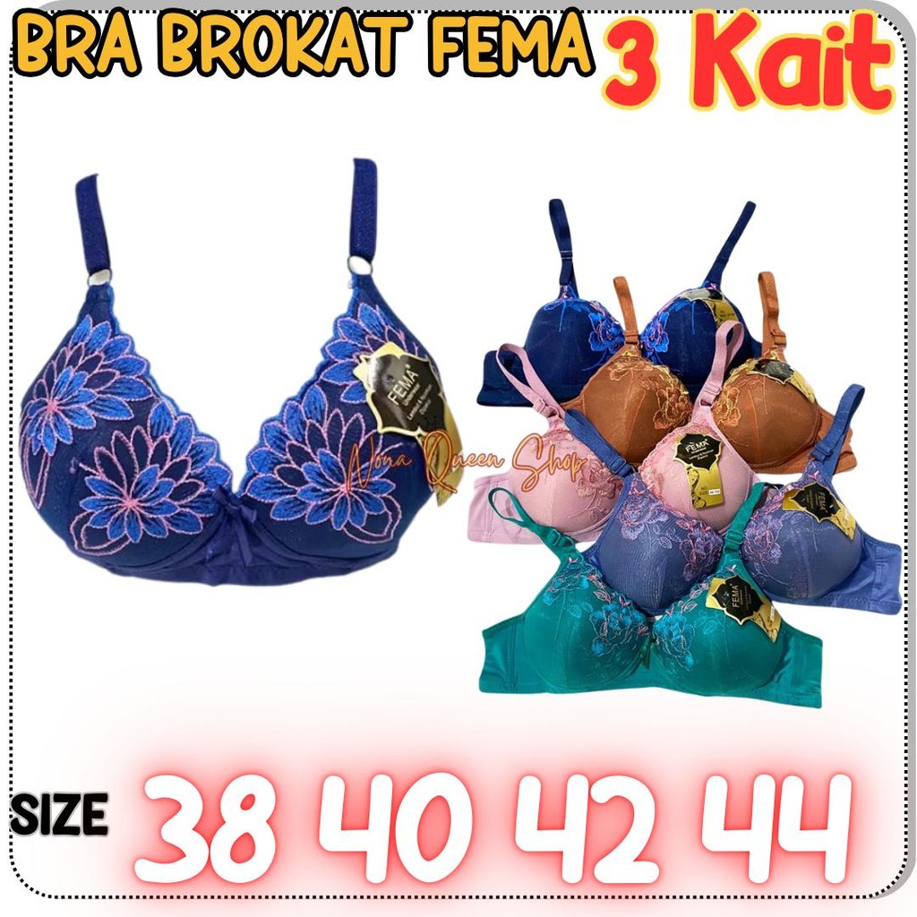 Bra Bordir Premium Brokat BH Wanita Premium Fema Kait 3 Busa Tipis Bordir Bunga