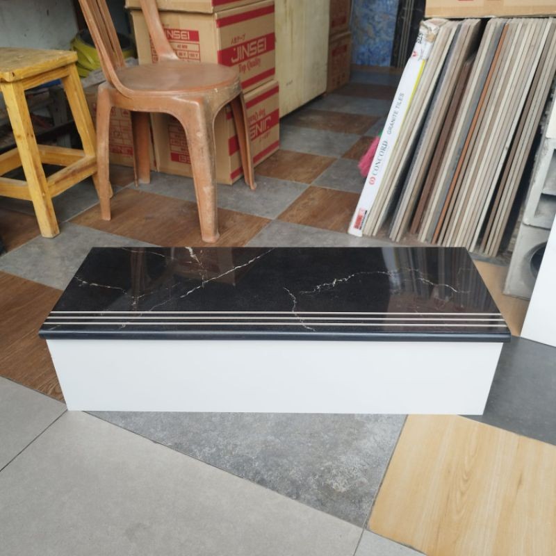 granit tangga busto black X putih polos doble bevel uk 30×80&20×80