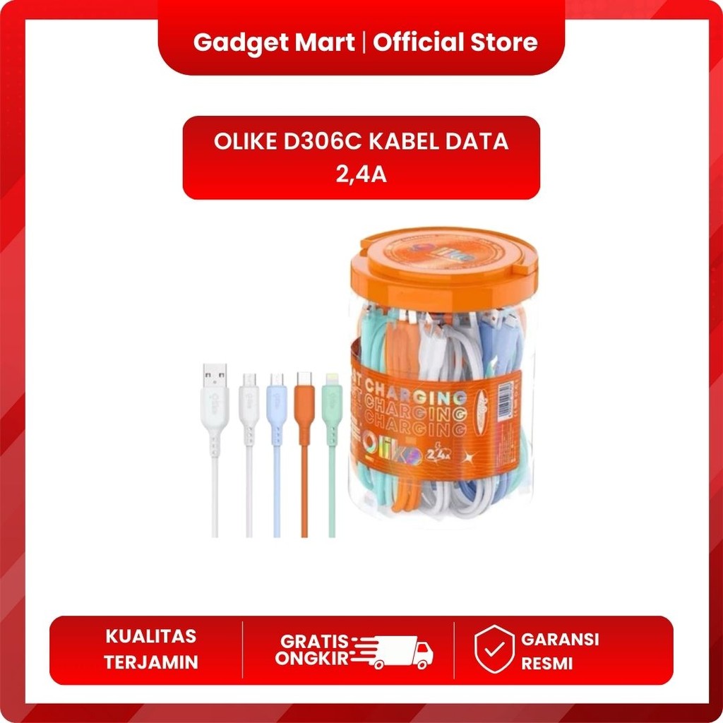 OLIKE D306C KABEL DATA 2,4A FAST CHARGING 1TOPLES ISI 20PCS PER PCS RP.12.500
