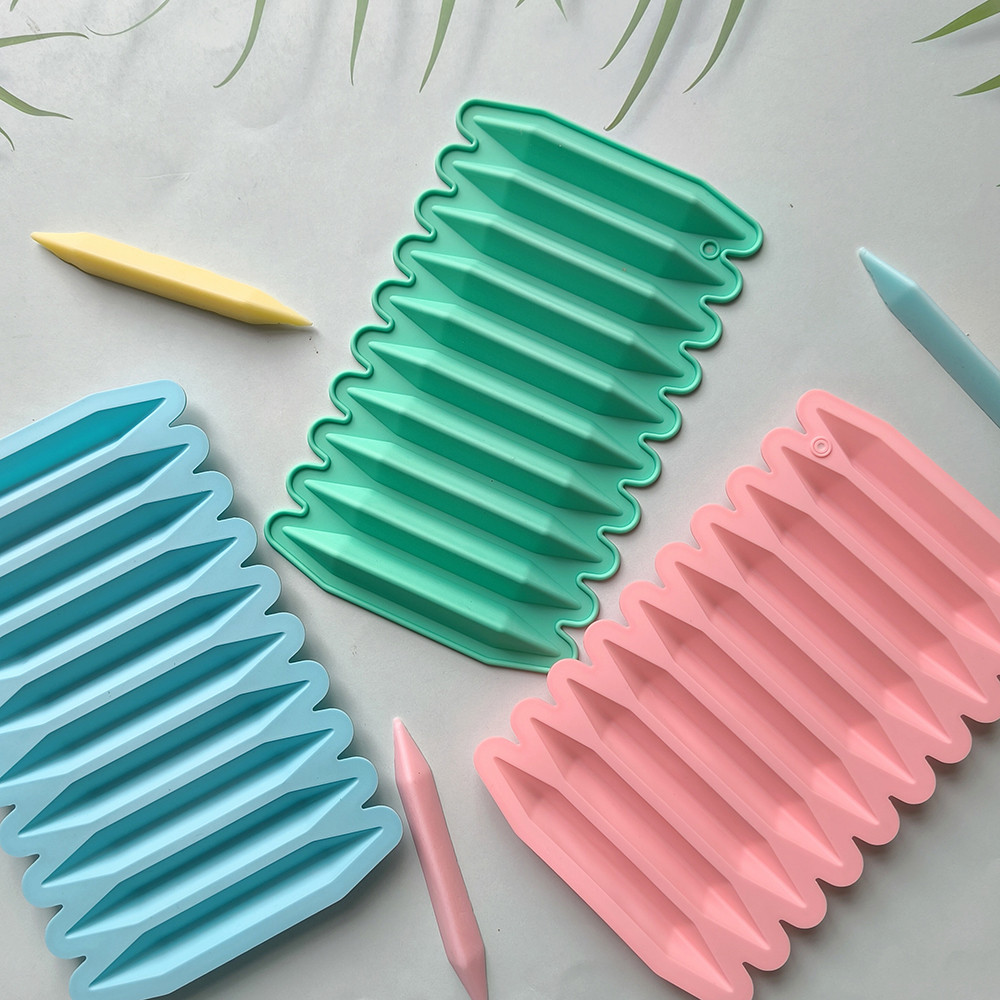 

10 Holes Strip Shaped Silicone Chocolate Mold Complementary Food Tooth Grinding Biscuits Dim Sum Mold DIY Crayon Mold