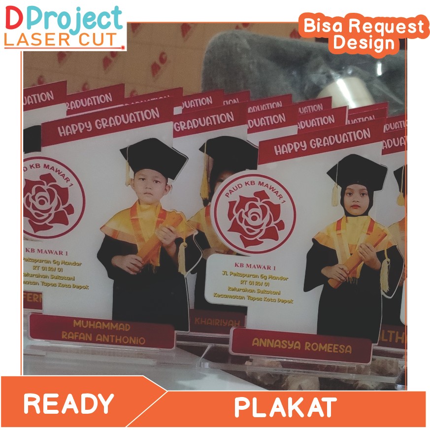 Costume plakat Wisuda TK, Piagam Kelulusan Sekolah, Plakat Akrilik