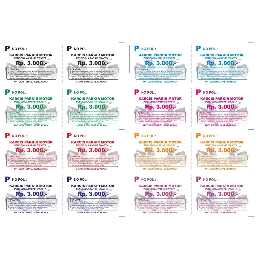 

KARCIS PARKIR MOTOR & MOBIL MURAH