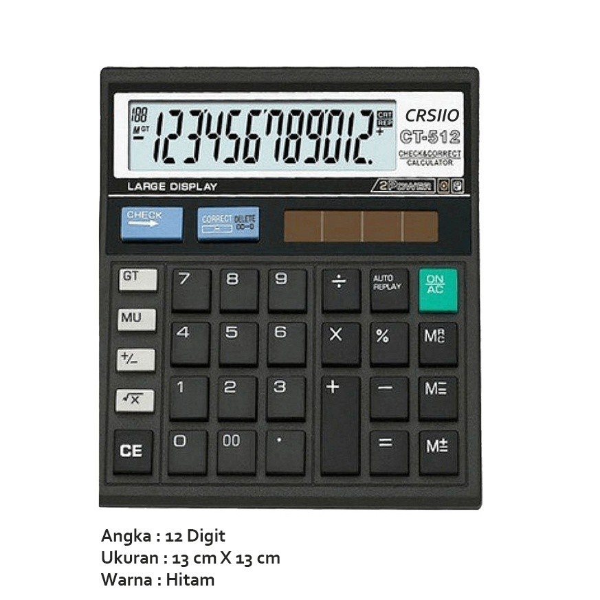 

1step 12 Digit Kalkulator Check / Kakulator Dagang Besar / Calculator CT 512 MURAH S020