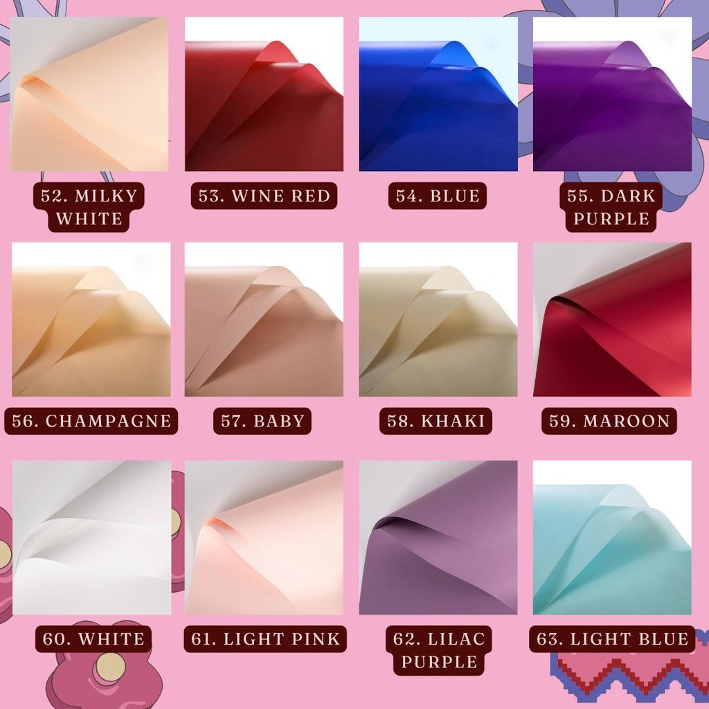 

ECERAN Plain Premium Flower Wrap Paper Cellophane Frame satu warna Kertas buket bunga| Comelliacraft