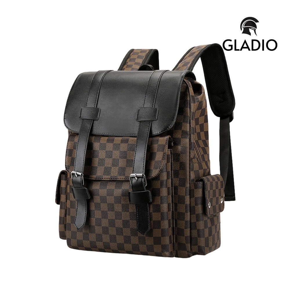 GLADIO Tas Ransel Pria Kenta Kulit Besar Muat Laptop Mewah Kekinian Traveling Premium Backpack