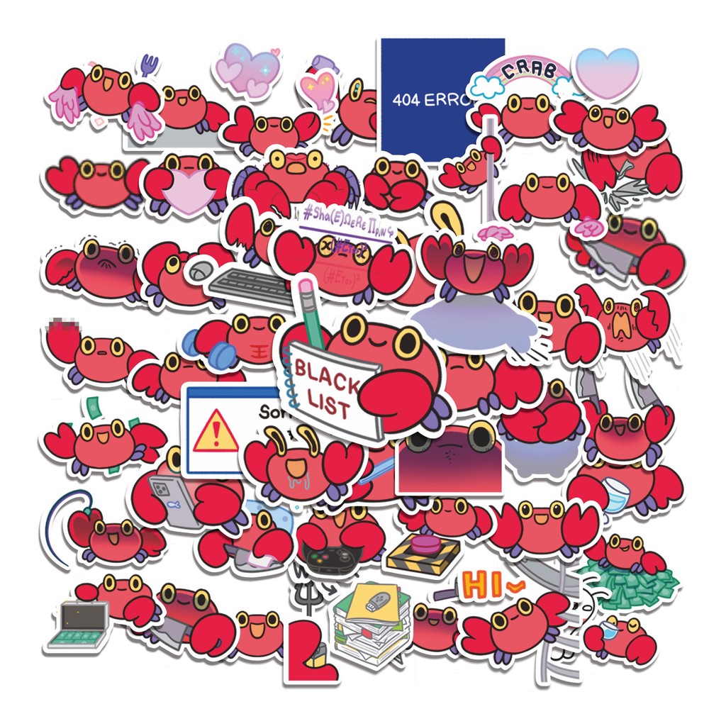 

COD 50 Pcs Stiker Crabby Crab Lucu Anti Air Untuk Dekorasi Notebook Sepeda Skateboard Handphone