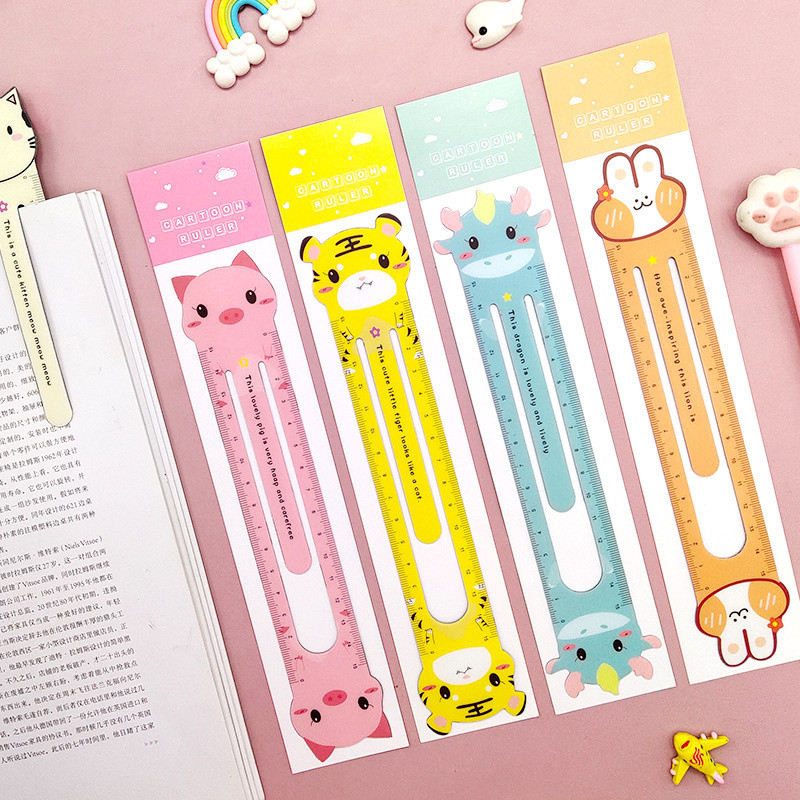 

Ellen Brook 1 PCS Kawaii Cartoon Animals Stationery Drawing Gift Office School Supplies Magnet Plastic Cute Funny Straight Ruler