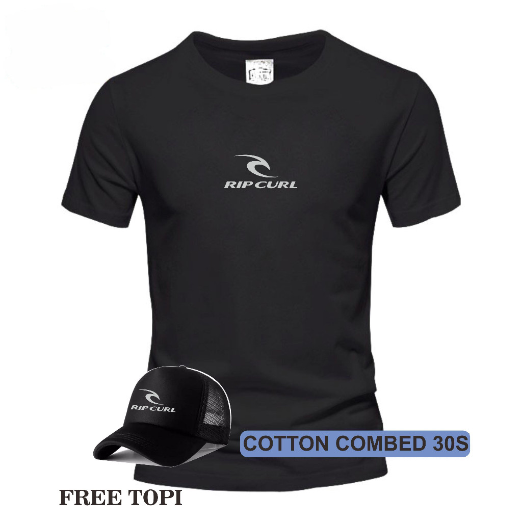 BONUS TOPI.. Baju Kaos T-Shirt Pria Wanita Distro / Kaos Pria Distro Ripcurl UK Abu
