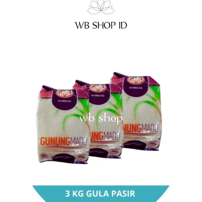

3pcs Gula GMP Kemasan 1 kg Gula kristal putih wb Manis Food + rose brand - GMP 3 kg