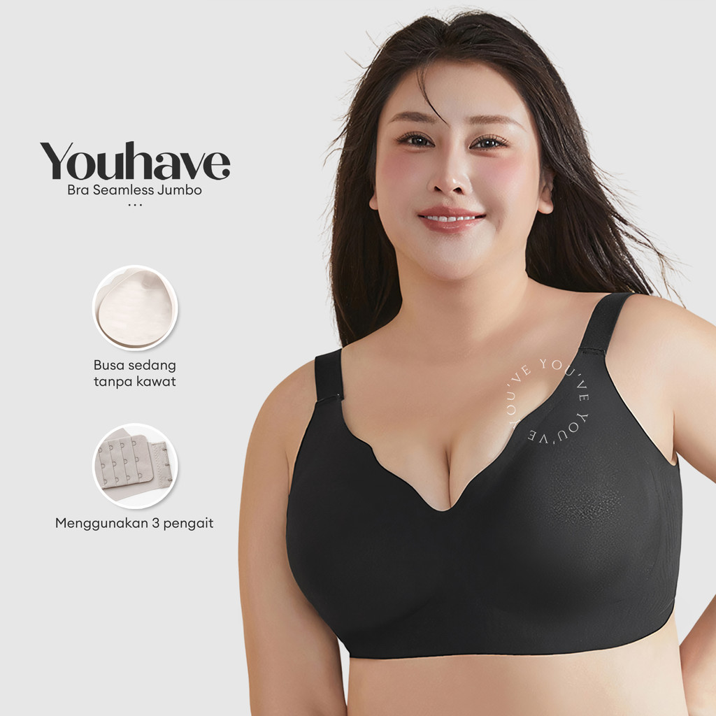 LIPTON BH Wanita Super Jumbo Women Bra Cup D E F Jumbo BH Seamless BH Tanpa Kawat Jahitan Bra Ice Si