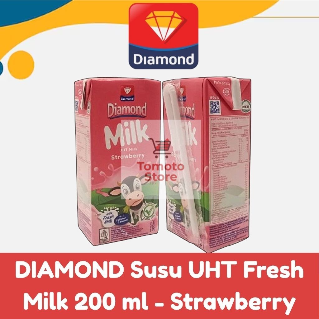 

✨ TOMOTOSTORE ✨ DIAMOND Susu UHT Full Cream Fresh Milk 200 ml - Strawberry
