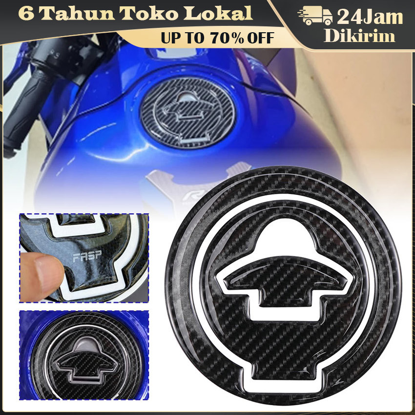 Sticker Tutup Tangki Bensin Motor Yamaha / Desain Serat Karbon 5D Timbul, Model YZF-G011