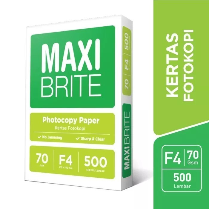 

Kertas HVS / Kertas print / foto copy Maxi brite ukurna F4 / Folio Kertas Hvs 70Gr F4