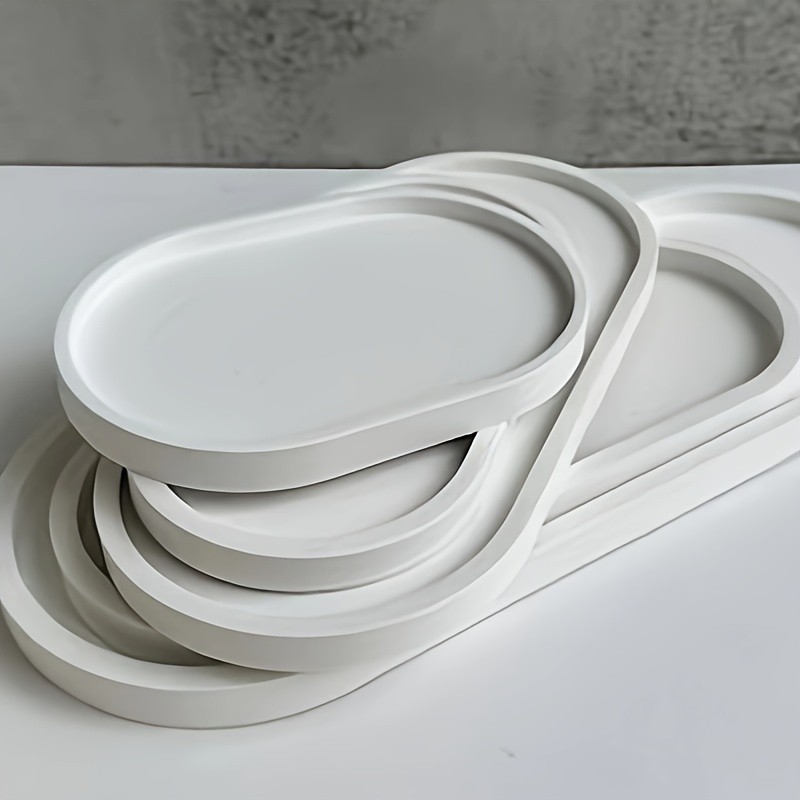 

Oval Tray Silicone Molds for Concrete, Plaster, Ornament, Jewelry, Epoxy Resin, and Storage with Bowl Plate Design