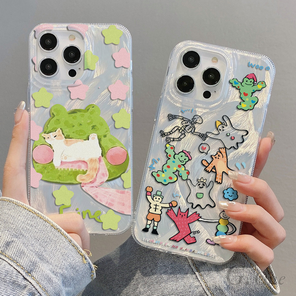 Pria Grafiti bulu anti jatuh TPU cangkang keras hp case for iPhone 16 Pro max 11 13 15 14 12 ProMax 