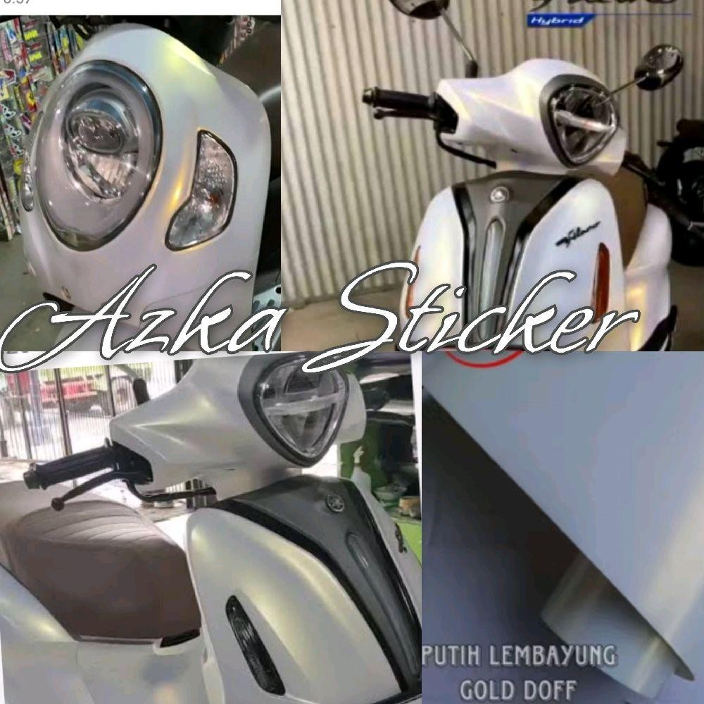 stiker skotlet motor putih lembayung gold doff setiker sekotlet mutiara doff