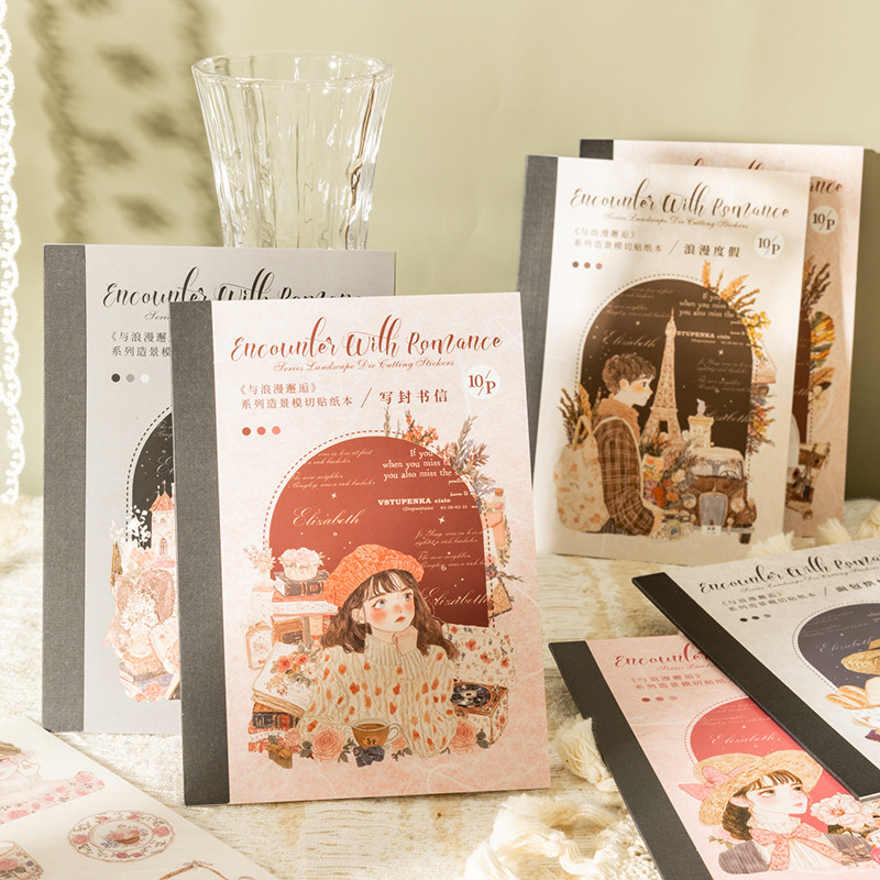 

10 pcs Large Size Vintage Stickers Book Diary Decorative Journaling Supplies Scrapbooking Collage Material Stationery Sticker