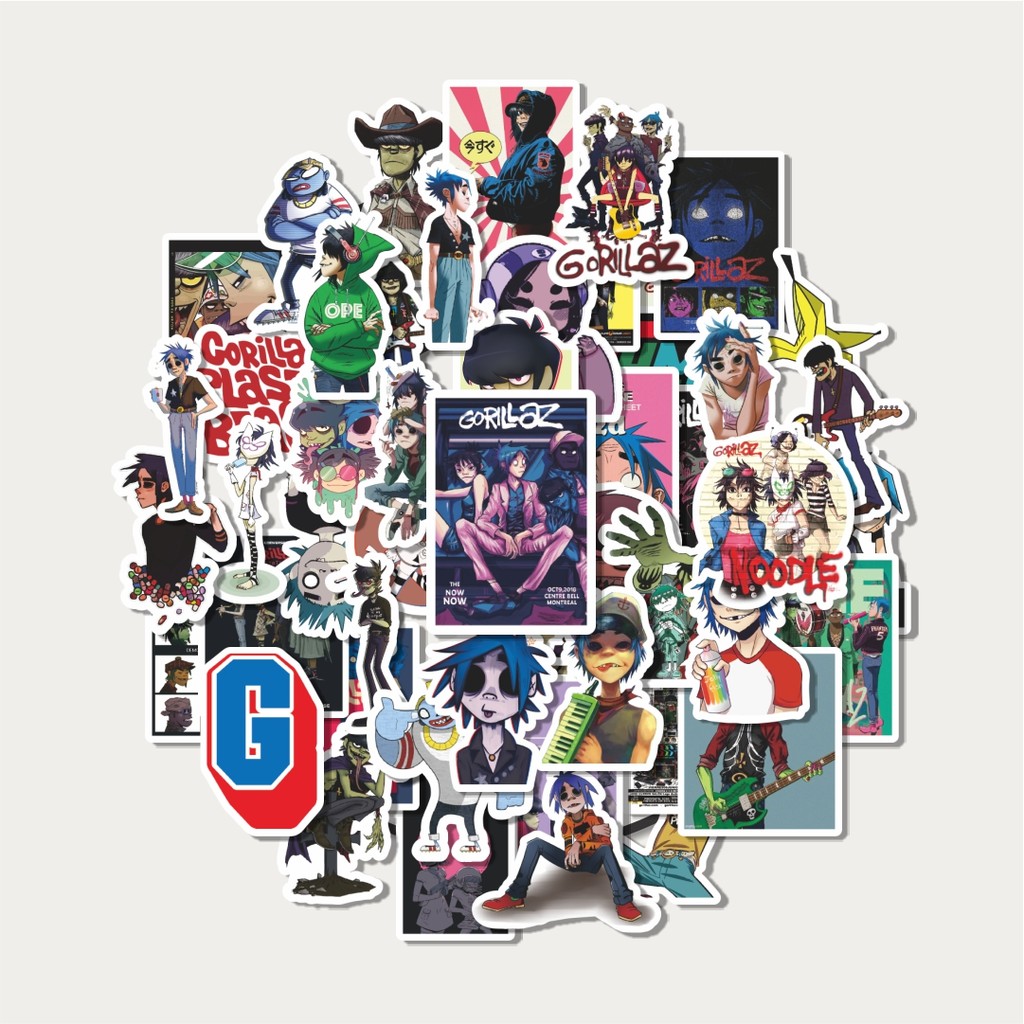

[100PCS]Stiker Pack Stiker Random Band Gorillaz Versi 7 Aesthetic Vinyl Anti Air Dekorasi Sticker Laptop Buku Journal Koper Helm Casing HP Gitar Helm Skateboard