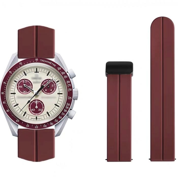 Tali Jam Tangan Moonswatch Strap Magnetic Buckle Swatch x Omega 20mm - Merah Maroon