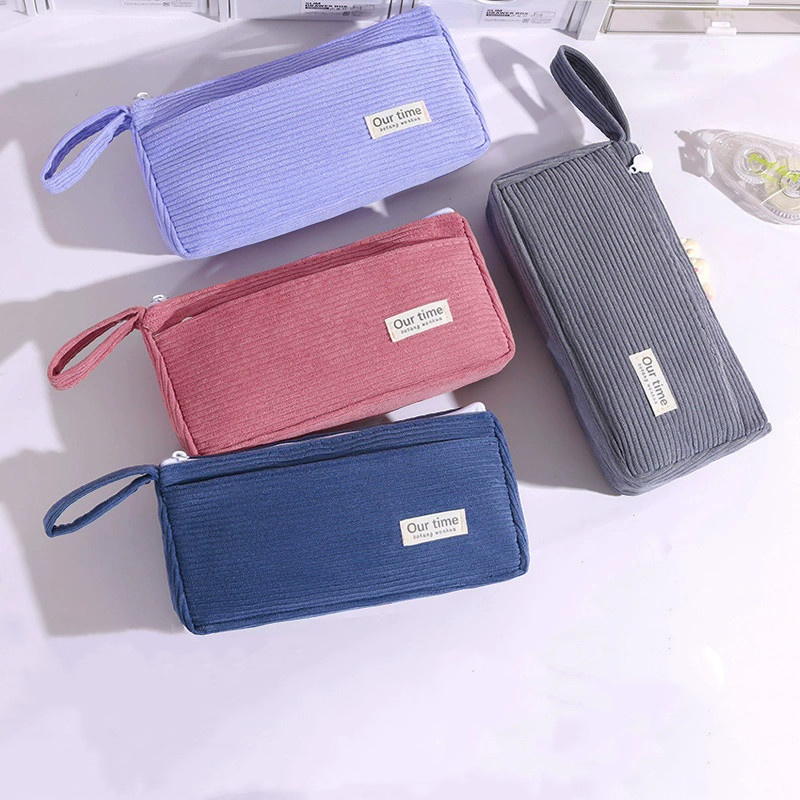 

Kawaii Solid Color Plush Pencil Case Cute Korean Stationery Large Capacity Pencil Bag School Supplies for Back To School