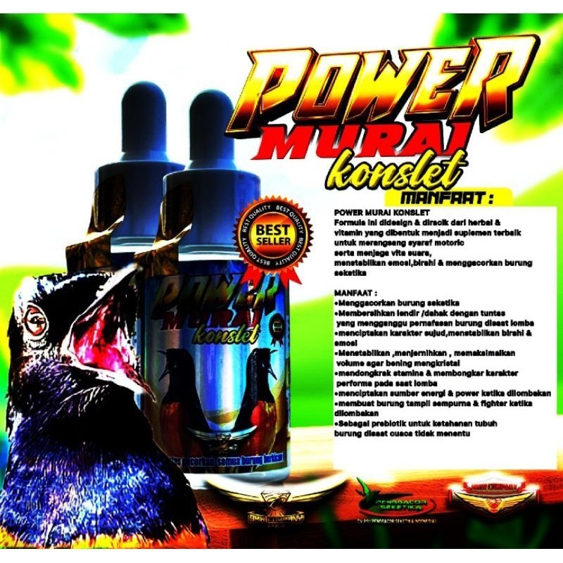 Power Murai Konslet 30ml Vitamin Suplemen Penggacor Burung Murai Volume Suara Bening Mengkristal
