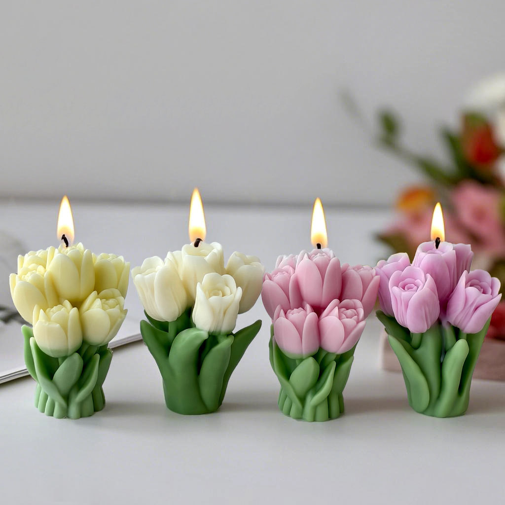 

Tulip Bouquet Candle Mold Handmade Soap Crystal Epoxy Resin Mold Silicone Mould