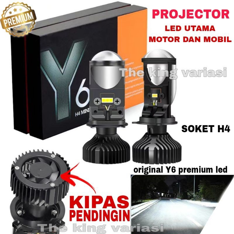 LAMPU UTAMA MOTOR MOBIL PROJECTOR Y6 LED Mini Biled Laser PREMIUM ORIGINAL SOKET H4 / LAMPU DEPAN MO