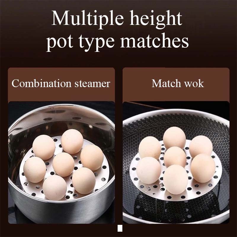 

Apligod Circular Large Stainless Steel Steaming Rack Steaming Tray 7-hole Egg Steaming Rack COD Foldable