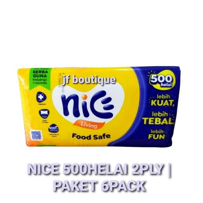 | PAKET ISI 6 | TISU TISSUE NICE FACIAL SOFT PACK 500HELAI 2PLY (KEMASAN BARU DARI NICE 250S 2PLY)