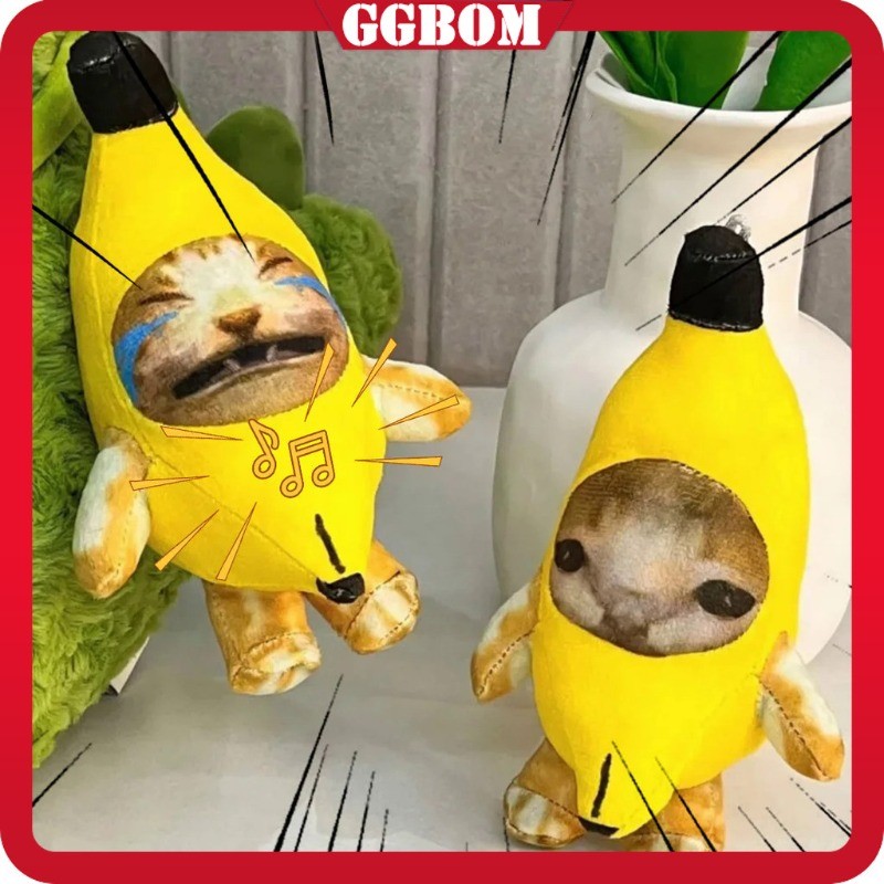 Crying Banana Cat Voice Keychain Banana Bag Pendant Cat Doll Funny Banana Cat Key Chain Plush Toys G