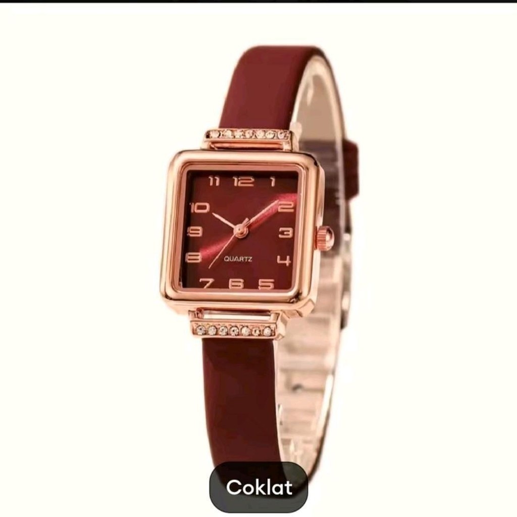 ALBA Jam Tangan Kulit Wanita Model Analog Elegan Coklat Putih Tahan Lama Watches