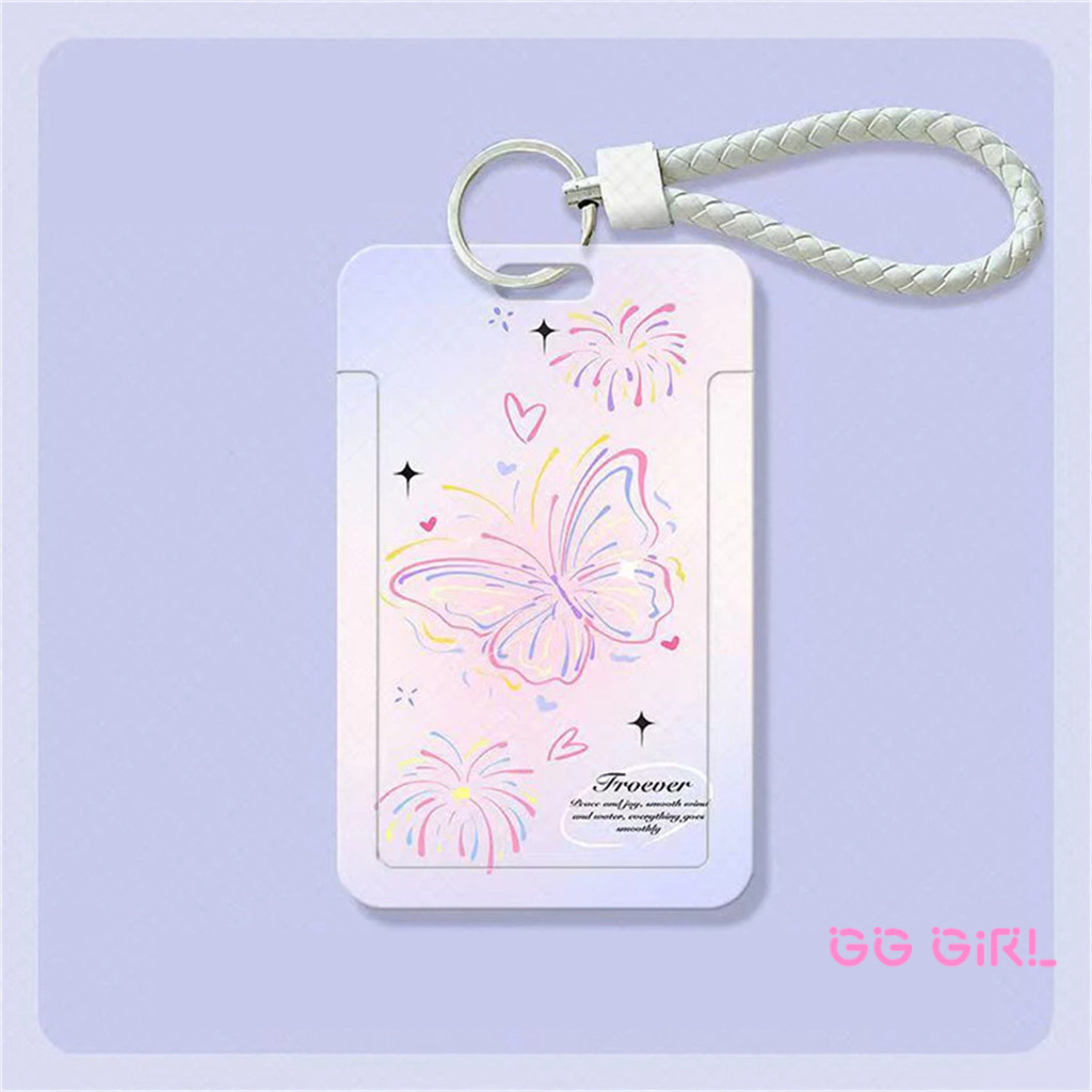 

GG GIRL ID Card Holder Motif Kupu Kupu Merah Muda Biru Yang Bergaya Korea | Tempat Pelindung Kartu Nama Photocard Sekolah Kantor Photocard Photo Card