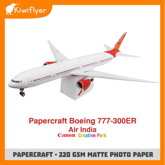DIY Papercraft - Pesawat Boeing 777-300ER Air India (Kertas lembaran pola)