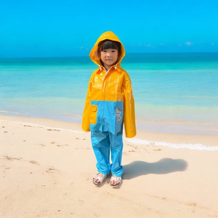 Set Jas Hujan Anak Poncho Jas Jaket Celana Anak Kids Raincoat 4 5 6 7 Tahun Laki Laki Perempuan 2 Warna Spartan Messi PVC waterproof