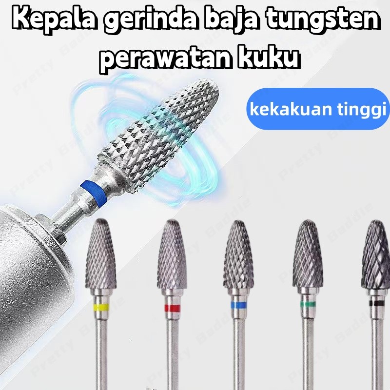 Bit Penggiling Baja Tungsten Manikur, Aksesori Logam Alat Penghilang Kuku, Mata Bor Api Paduan, Mata