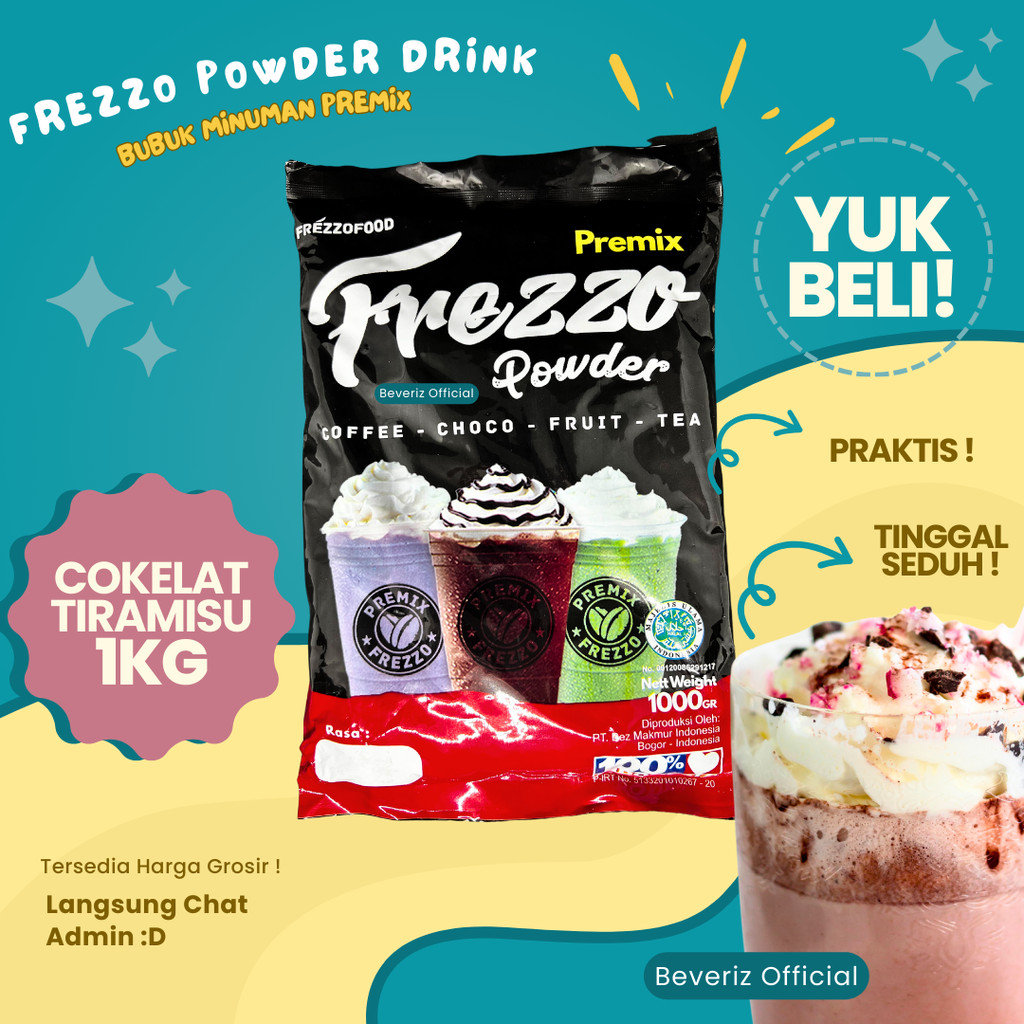 

BEVERIZ Frezzo Coklat Tiramisu | Boba Powder Drink Choco Tiramisu 1 Kg / 1000gram { Bisa COD} {Tersedia Harga Grosir}