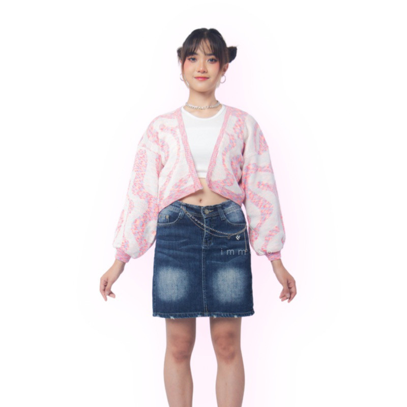 FT65R IMMASO Areum Candy Rainbow Cardigan Crop Top