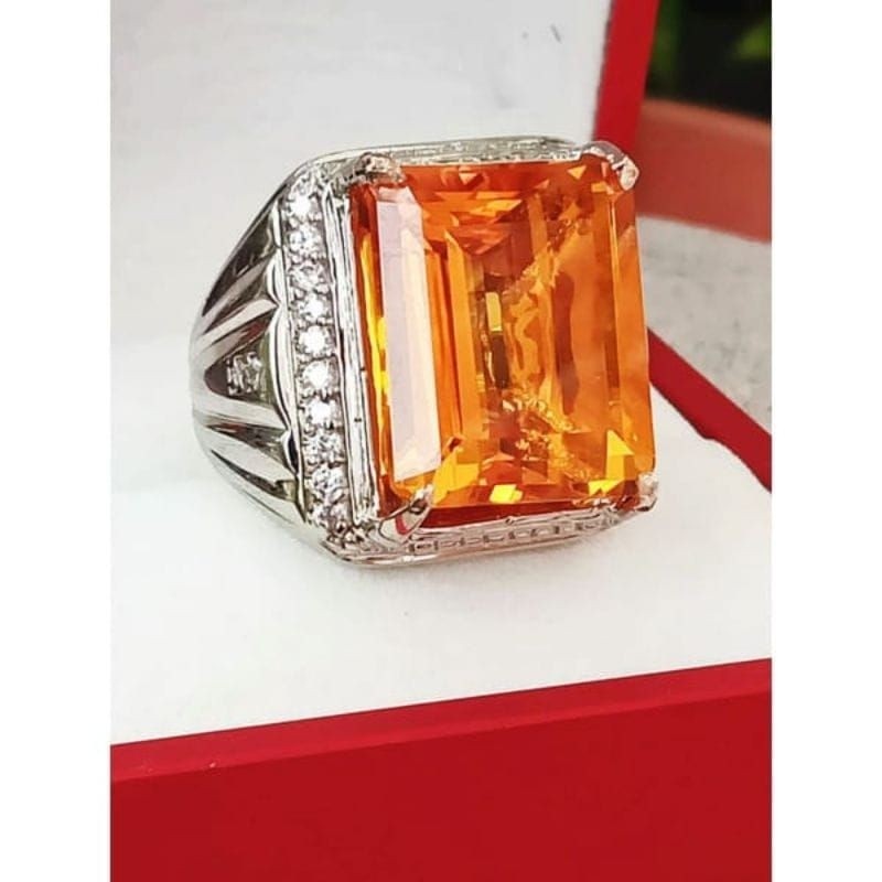 Cincin Batu Permata Citrine Jumbo Natural