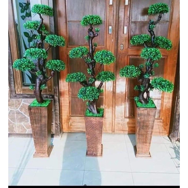 HIASAN SUDUT RUANGAN DENGAN POT JUMBO UKIR // BUNGA HIAS ARTIFICIAL BONSAI BOLA // TANAMAN PAJANGAN 