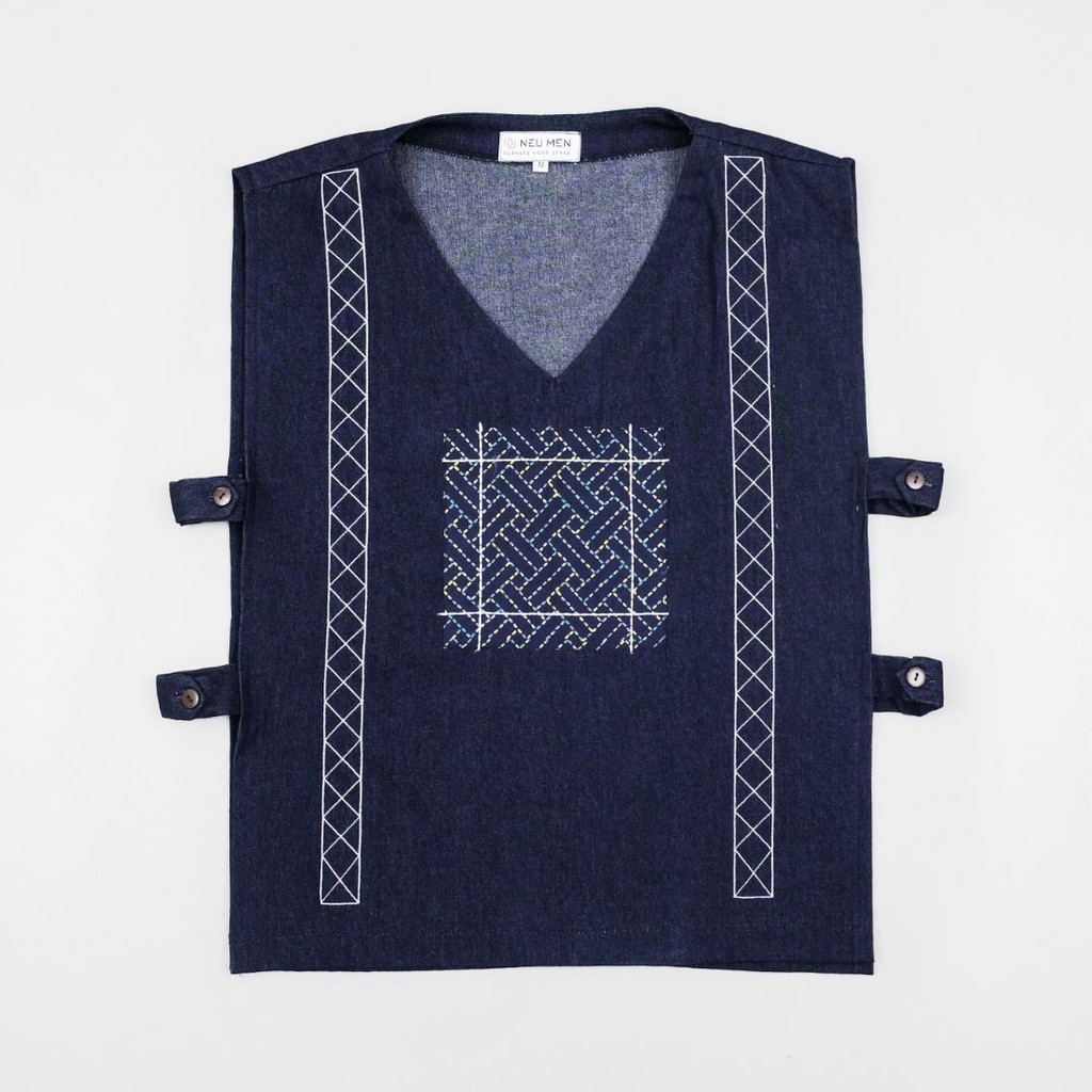 NEU MEN Vest Pria Samudra Vest Denim Bahan Soft Denim Premium