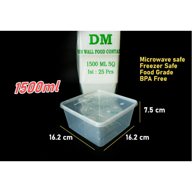 THINWALL DM 1500 ML SQ(25 pcs) - 1500ML SQ - Thinwal Persegi 1500 SQ - Thinwal Kotak 1500 SQ