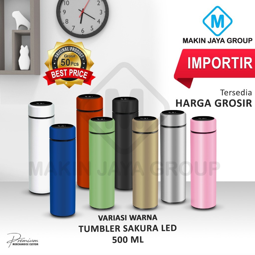 Grosir MJG TERMOS LED GLOSSY (BARU) Bahan Stainless Steel 304 stainless 500ML tahan panas dan dingin