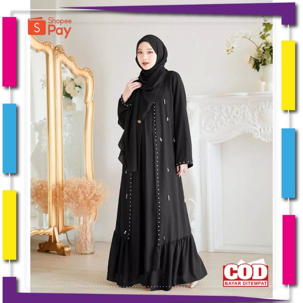 [PREMIUM ORIGINAL] Sahira Abaya Turkey Set Plus Outher Gamis Muslim Wanita Bahan Ceruty babydoll Bus