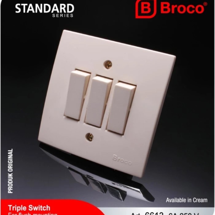 Broco IB Saklar Tripel 6613 / Imbow Saklar Tiga Tanam