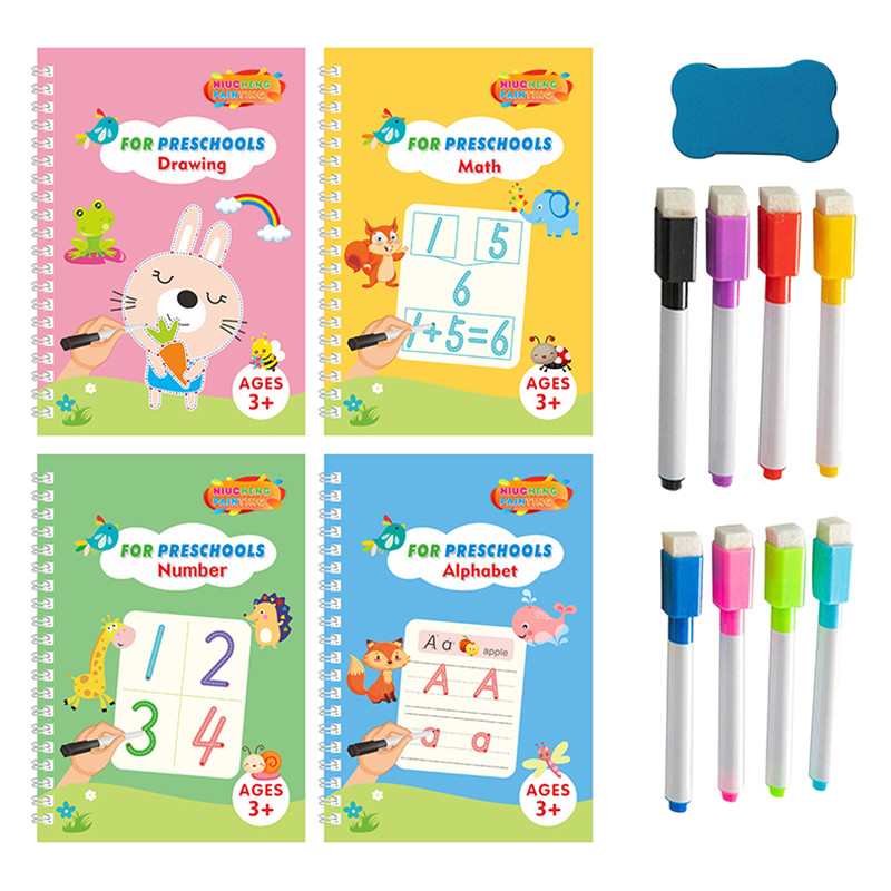 

New Magical Tracing Workbook Erasable Magic Book for Children Reusable Notebook Writing for Lettering Calligraphy Set Montessori