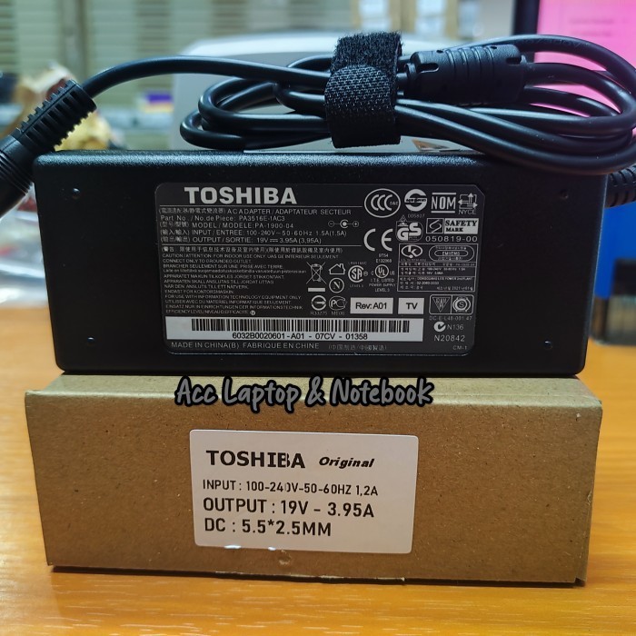 19V 3.95A 75W 5.5*2.5mm AC Laptop Adapter Charger Toshiba Satelite L630 L300 L650 R800 M900