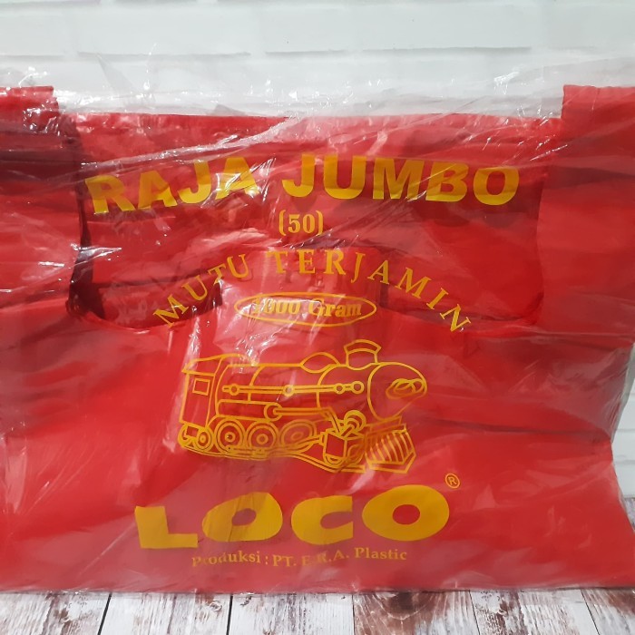 

kantong plastik kresek raja jumbo hd tebal kuat Merah ukuran 50 loco