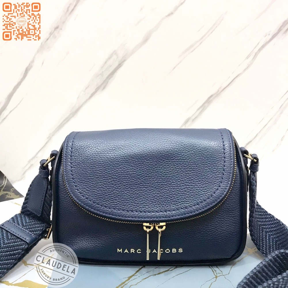 Marc Jacobs Mini Groove Messenger Crossbody Bag in Blue Sea with Gold Hardware