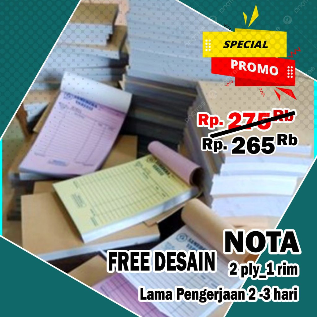 

Cetak CETAK NOTA NCR -- CUSTOM - 1 RIM _1 PLY 2 PLY 3 PLY -- NOTA TOKO KWITANSI SURAT JALAN Murah