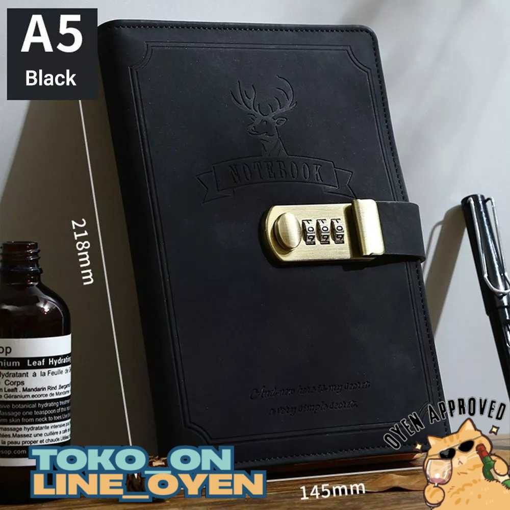 

TokoOyen TODDI Buku Jurnal Leather Notebook Diary 80GSM 265 Halaman with Lock - TD-A5